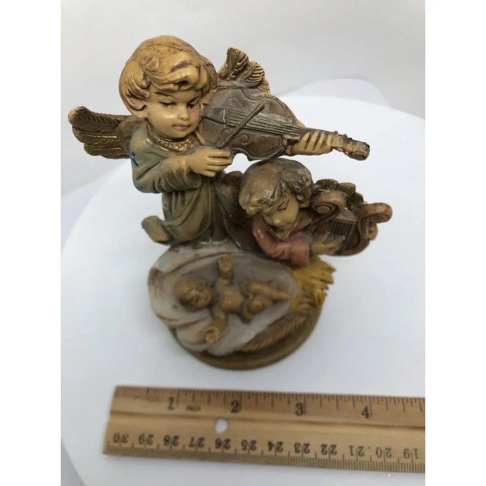 Fontanini Nativity Angels Baby Jesus Figurine Musical Harp Violin 4.5